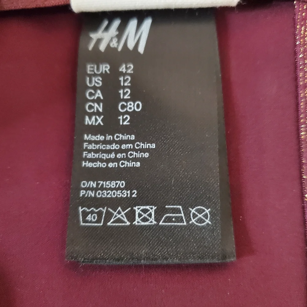 H&M Women's Bralette Top, Burgundy (Size 12) - Picture 5 of 7
